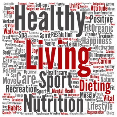 Sağlıklı yaşam kelime bulutu