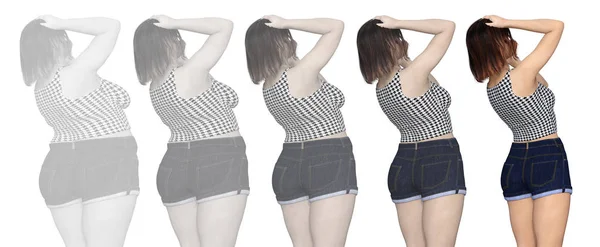 Tlustá žena vs štíhlá žena — Stock fotografie