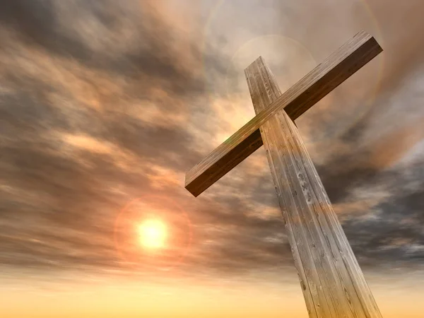 Cruz de madeira cristã — Fotografia de Stock