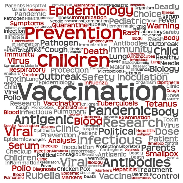 Vacunación infantil palabra nube — Foto de Stock