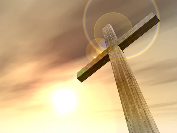 Християнські дерев'яний хрест — стокове фото