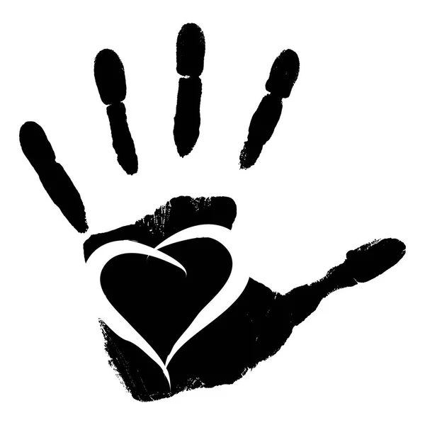 Human hand print with heart sign — Stock Photo, Image