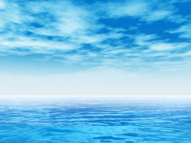 Su dalgaları ve bulutlu gökyüzü