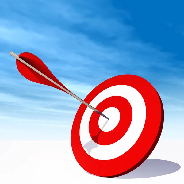 Red dart target board with arrow — Stock Photo, Image