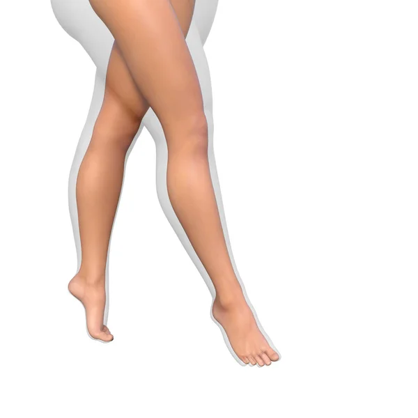 Túlsúlyos vs slim fit diéta, női lábak — Stock Fotó