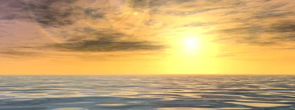 Güneş ufuk ve denize yakın — Stok fotoğraf