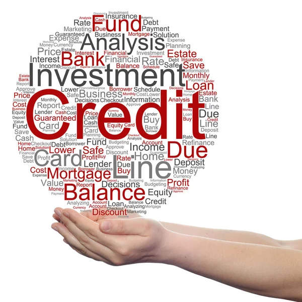 Credit word cloud in hands — Stock Photo, Image