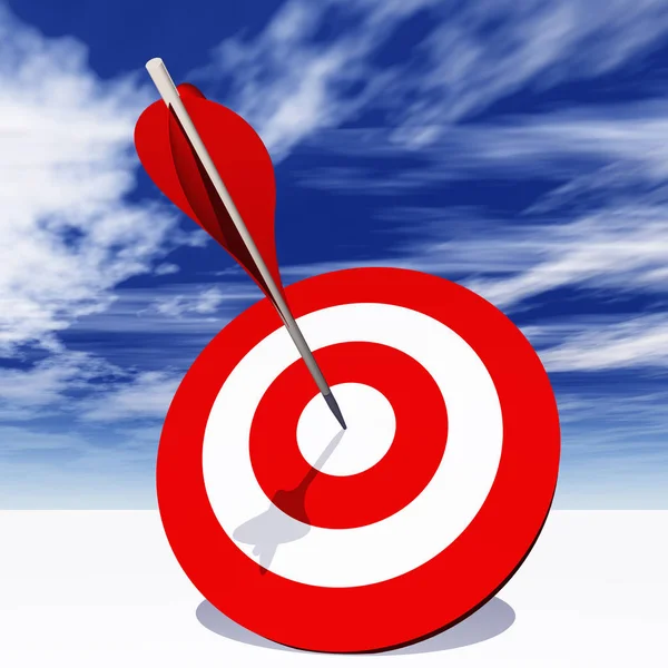 Red dart target board with arrow — Stock Photo, Image