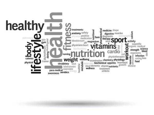 Gezondheid voeding of sport word cloud — Stockfoto