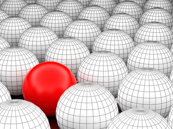 Esferas de armação e bola vermelha — Fotografia de Stock