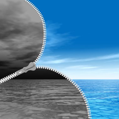 dramatik karanlık bulutlu gökyüzü ve deniz