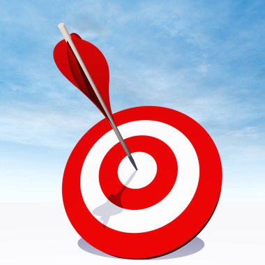 Kırmızı dart hedef tahtası oklu