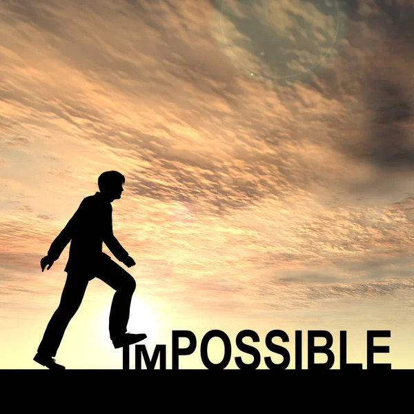 Male silhouette and impossible or possible text — Stock Photo, Image