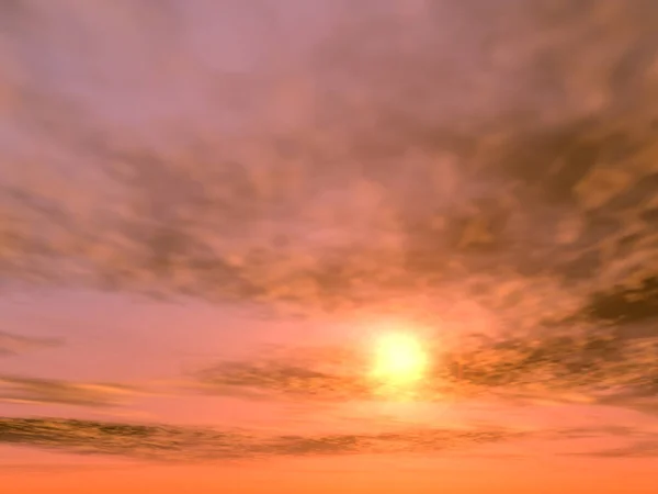 Захід сонця з хмарами і сонцем — стокове фото