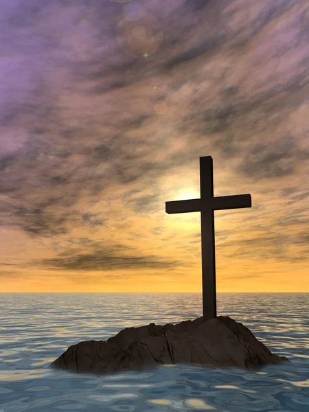 Hristiyan çarmıhta deniz kaya — Stok fotoğraf