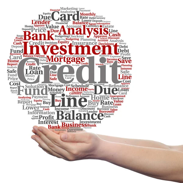 Credit word cloud in hands — Stock Photo, Image