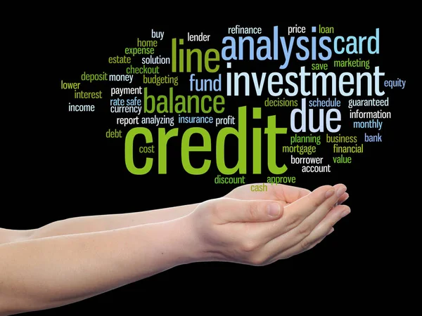 Credit word cloud in hands — Stock Photo, Image