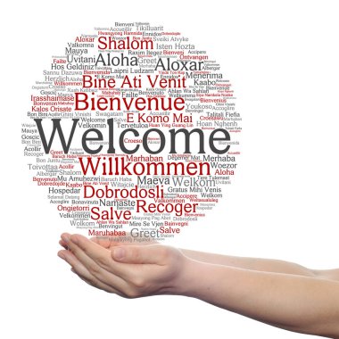 kelime bulutu elinde hoş geldiniz