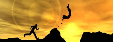 Cliff işadamı siluet atlamak