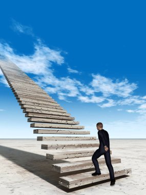 Merdivenlerde yürüyen iş adam 