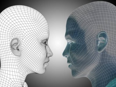 İnsan erkek ve kadın kafası mesh 