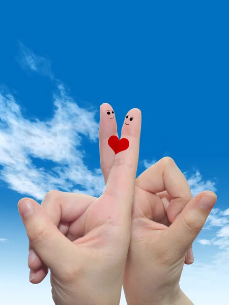 Human fingers with heart — Stock Photo, Image