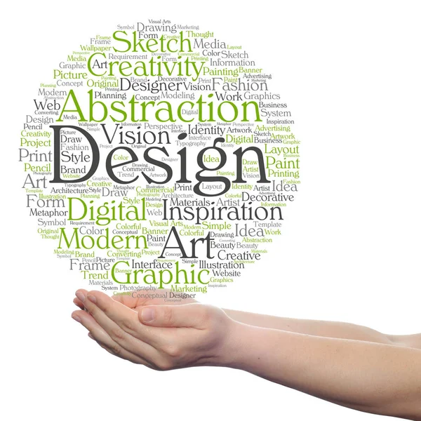 Design word cloud in hands — Stock Photo, Image