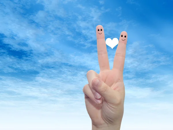 Human fingers with heart — Stock Photo, Image