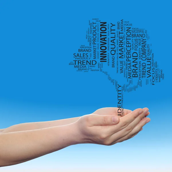 Tree made of words in hands — Stock Photo, Image