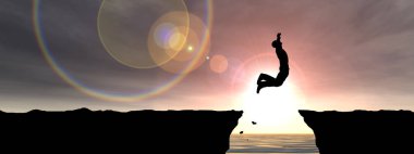 Cliff işadamı siluet atlamak