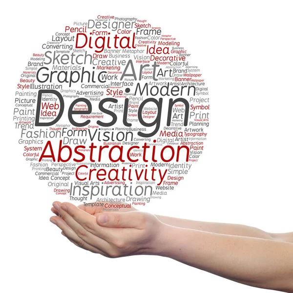 Design word cloud in hands — Stock Photo, Image