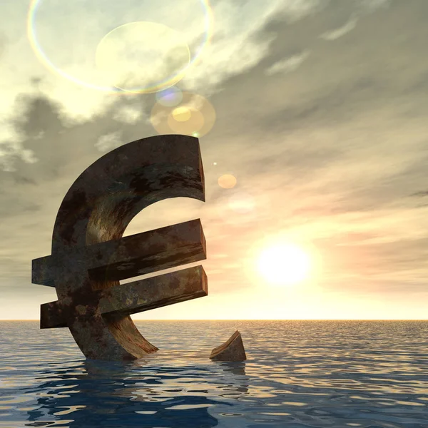 Símbolo do euro e pensamento de empresário — Fotografia de Stock