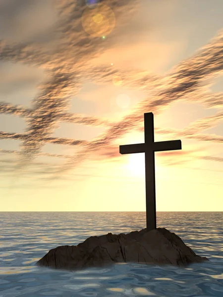 L ilustração 3D cruz cristã — Fotografia de Stock