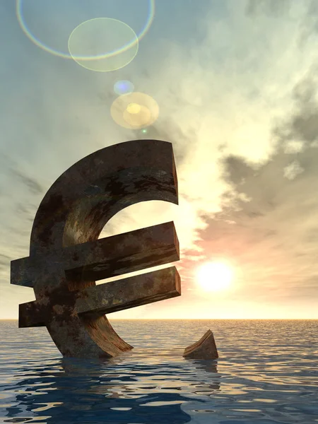 Το σύμβολο του ευρώ και επιχειρηματίας νομίζοντας — Φωτογραφία Αρχείου