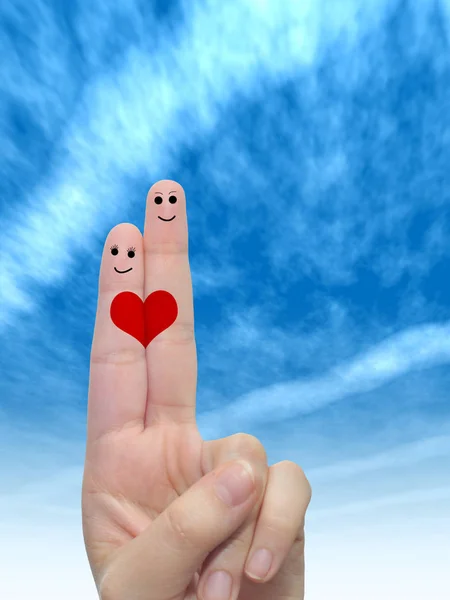 Human fingers with heart — Stock Photo, Image