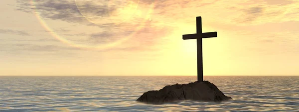 L Ilustración 3D cruz cristiana —  Fotos de Stock