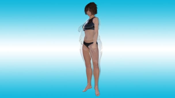 Ciężkie lub tłuszczu kobieta przed i po diecie — Wideo stockowe