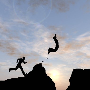 adam siluet atlamak mutlu uçurum 
