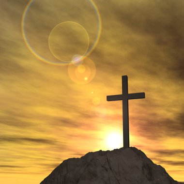 günbatımı gökyüzü üzerinde çapraz şekil