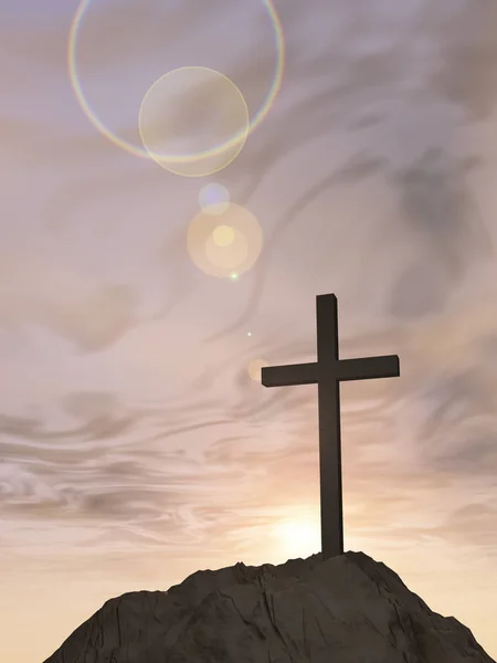 Forma de cruz no céu por do sol — Fotografia de Stock