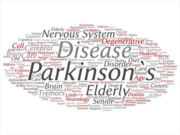 Nube palabra enfermedad de Parkinson — Foto de Stock