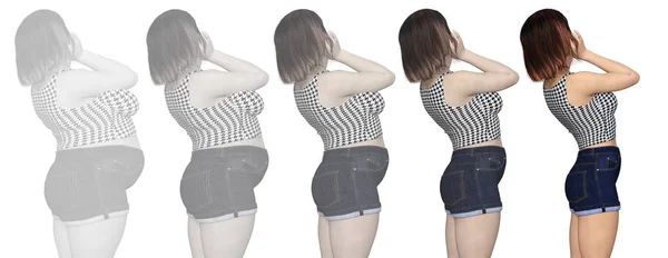 Sobrepeso vs mujer joven delgada — Foto de Stock