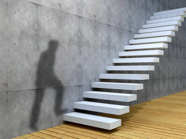 businessman shadow climb on stairs