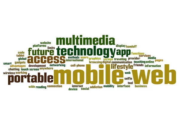 Conceptuele mobiele web word cloud — Stockfoto