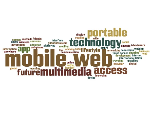 Conceptuele mobiele web word cloud — Stockfoto