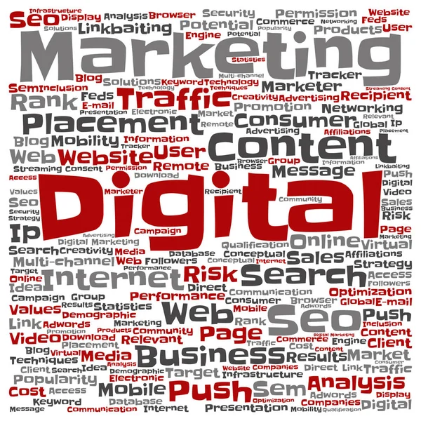 Parola di marketing digitale cloud — Foto Stock