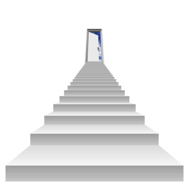 Beyaz merdiven ve açık kapı