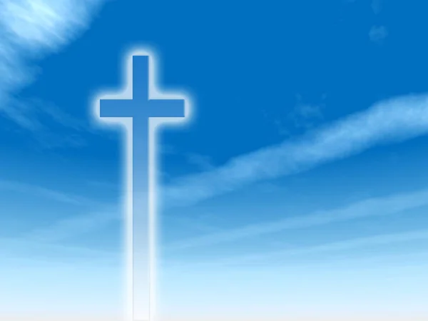 Cruz cristiana sobre un cielo — Foto de Stock