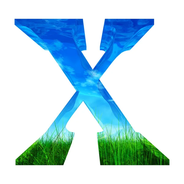 잔디와 파란 하늘 물 글꼴 — 스톡 사진