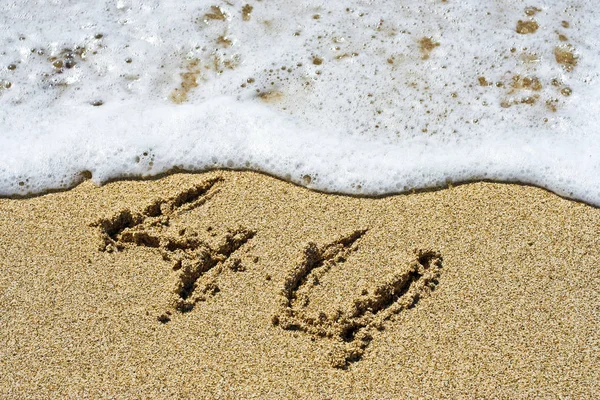 Handgeschriebener Text am Sandstrand — Stockfoto